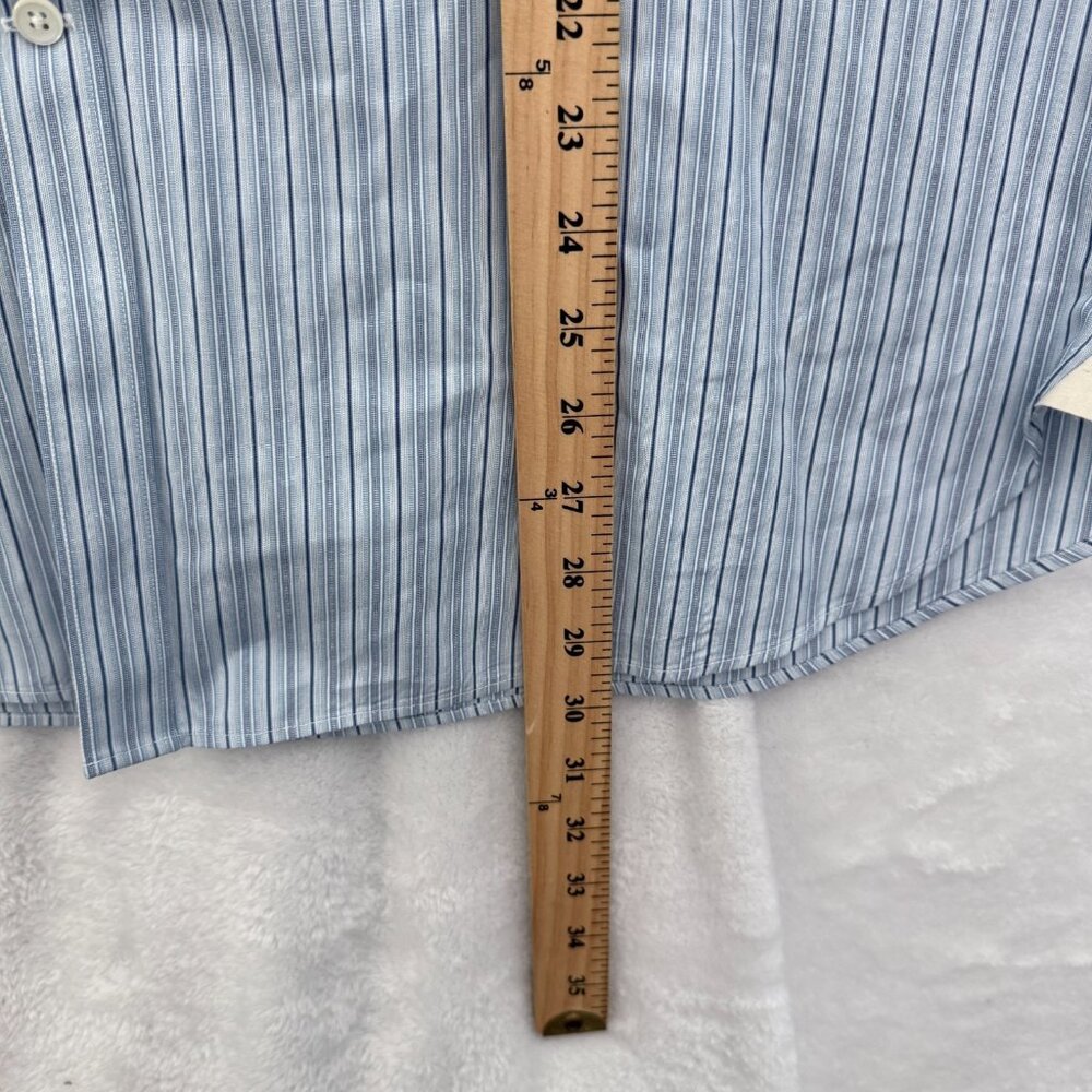 John Varvatos USA Dress Shirt Mens 17 Long Blue Stripe Business Casual Button Up - Picture 6 of 9